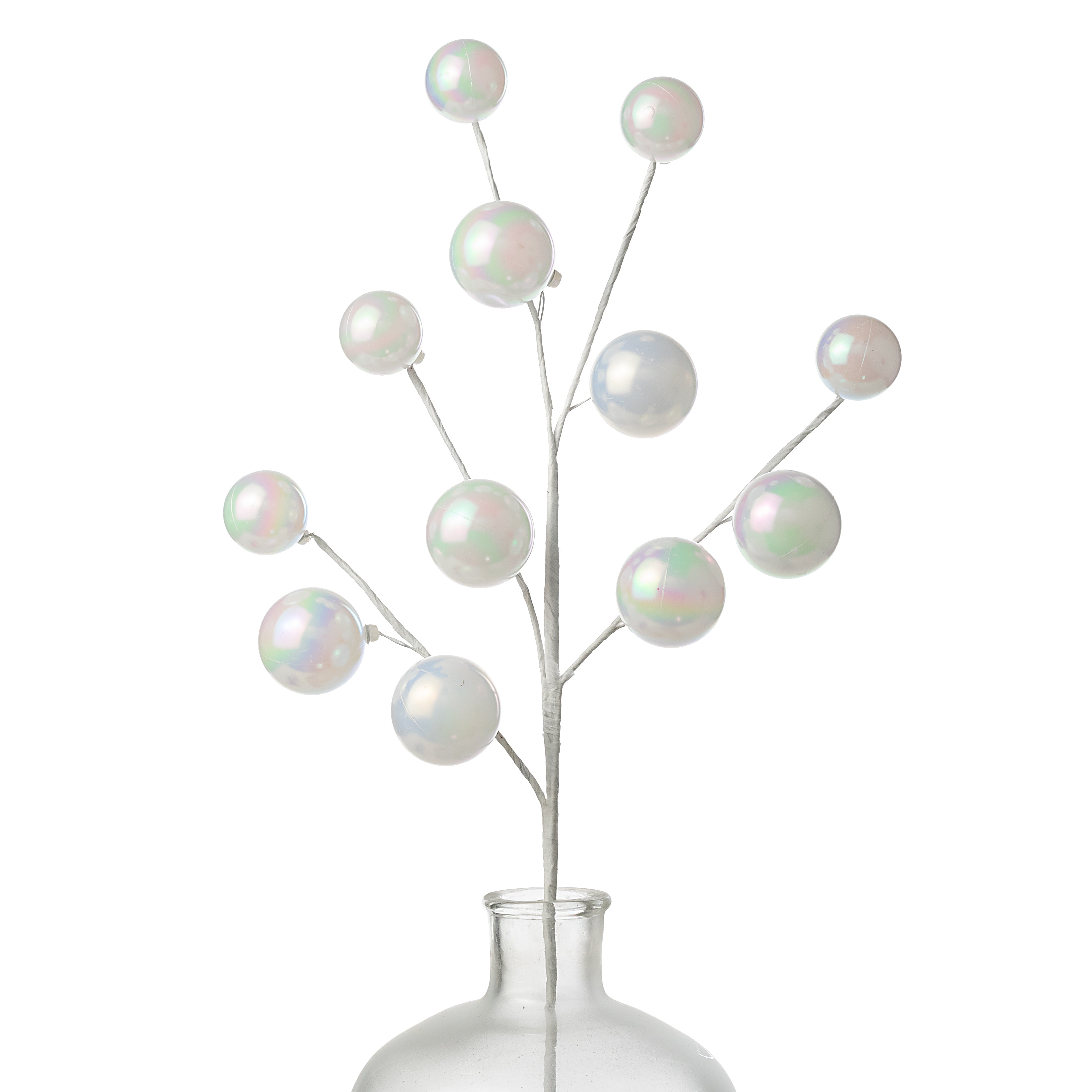 28" Iridescent White Pearl Ornament Spray