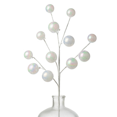 28" Iridescent White Pearl Ornament Spray