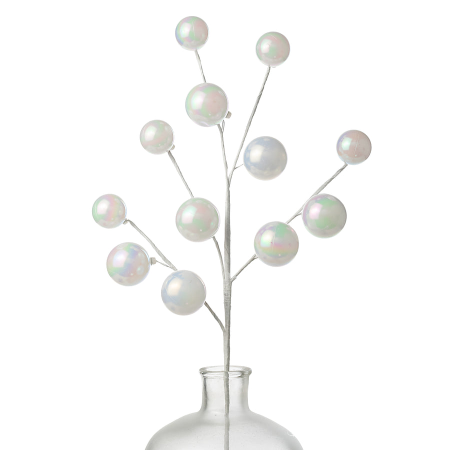 28" Iridescent White Pearl Ornament Spray