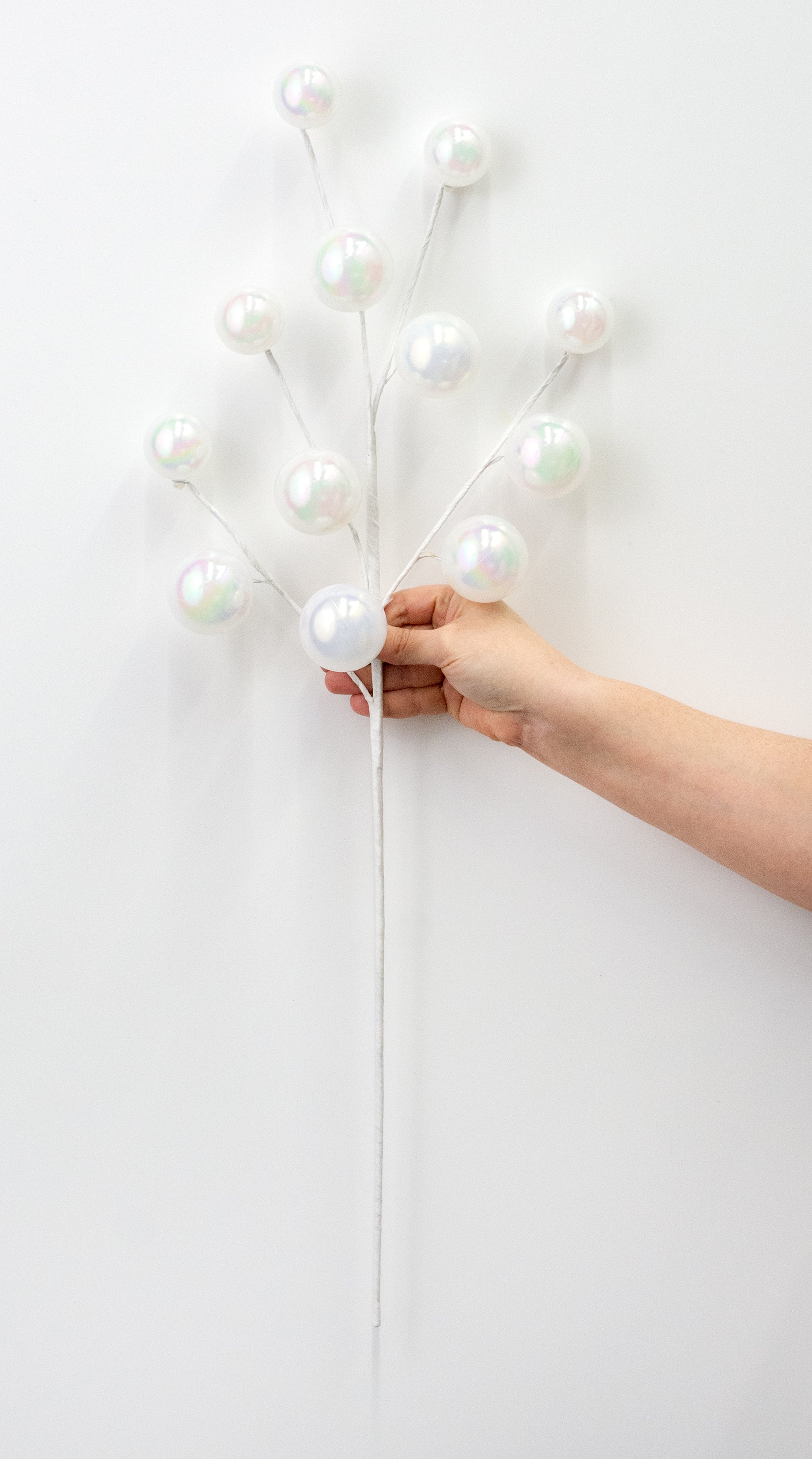 28" Iridescent White Pearl Ornament Spray