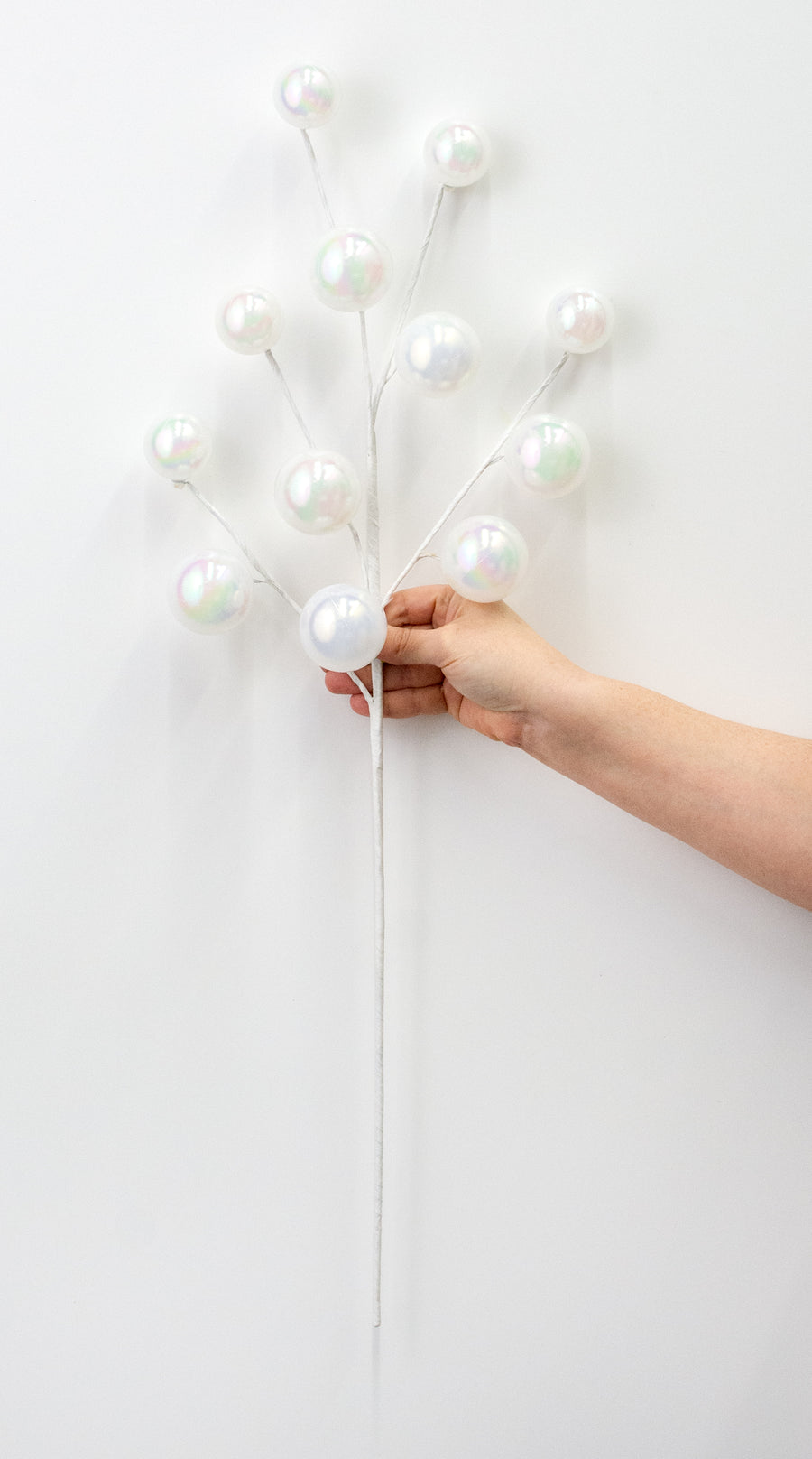 28" Iridescent White Pearl Ornament Spray