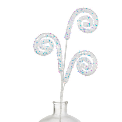 28" Sequin Spiral Curly Spray: White Iridescent