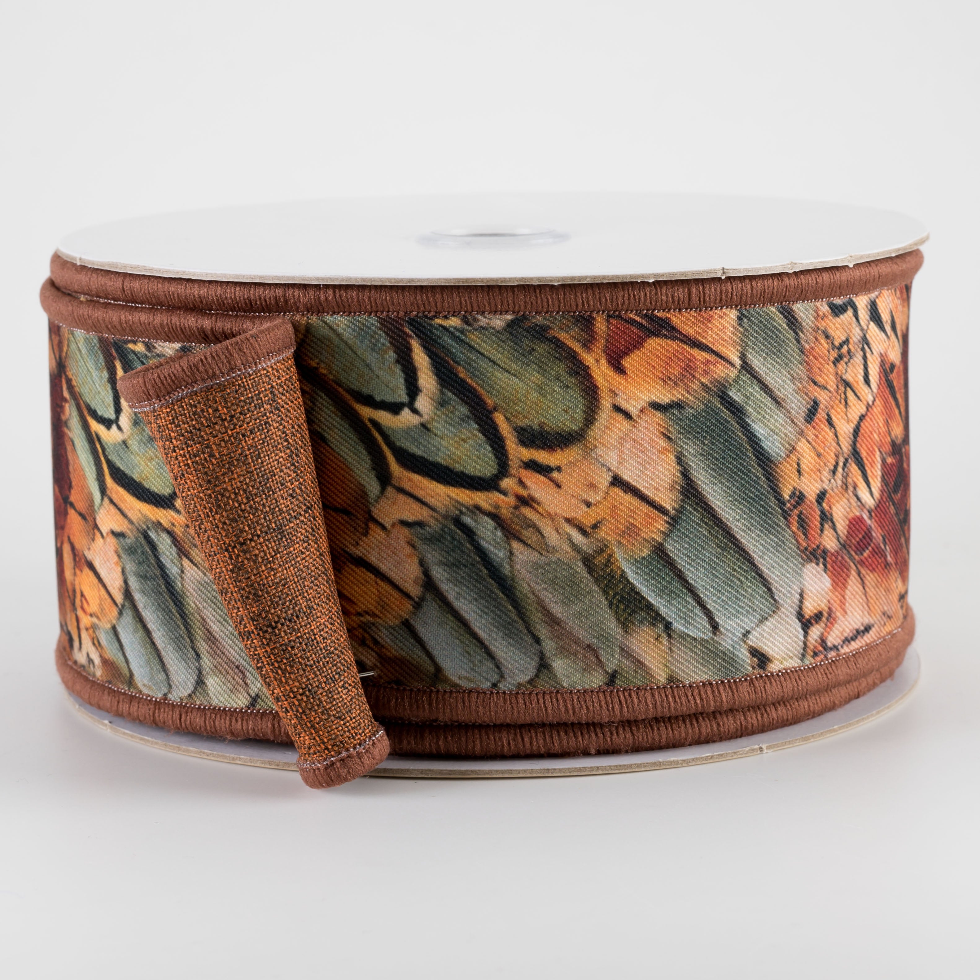 2.5" Double Sided Fused Pheasant Feathers Ribbon (10 Yards)