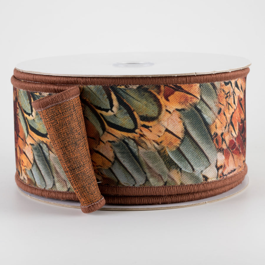 2.5" Double Sided Fused Pheasant Feathers Ribbon (10 Yards)