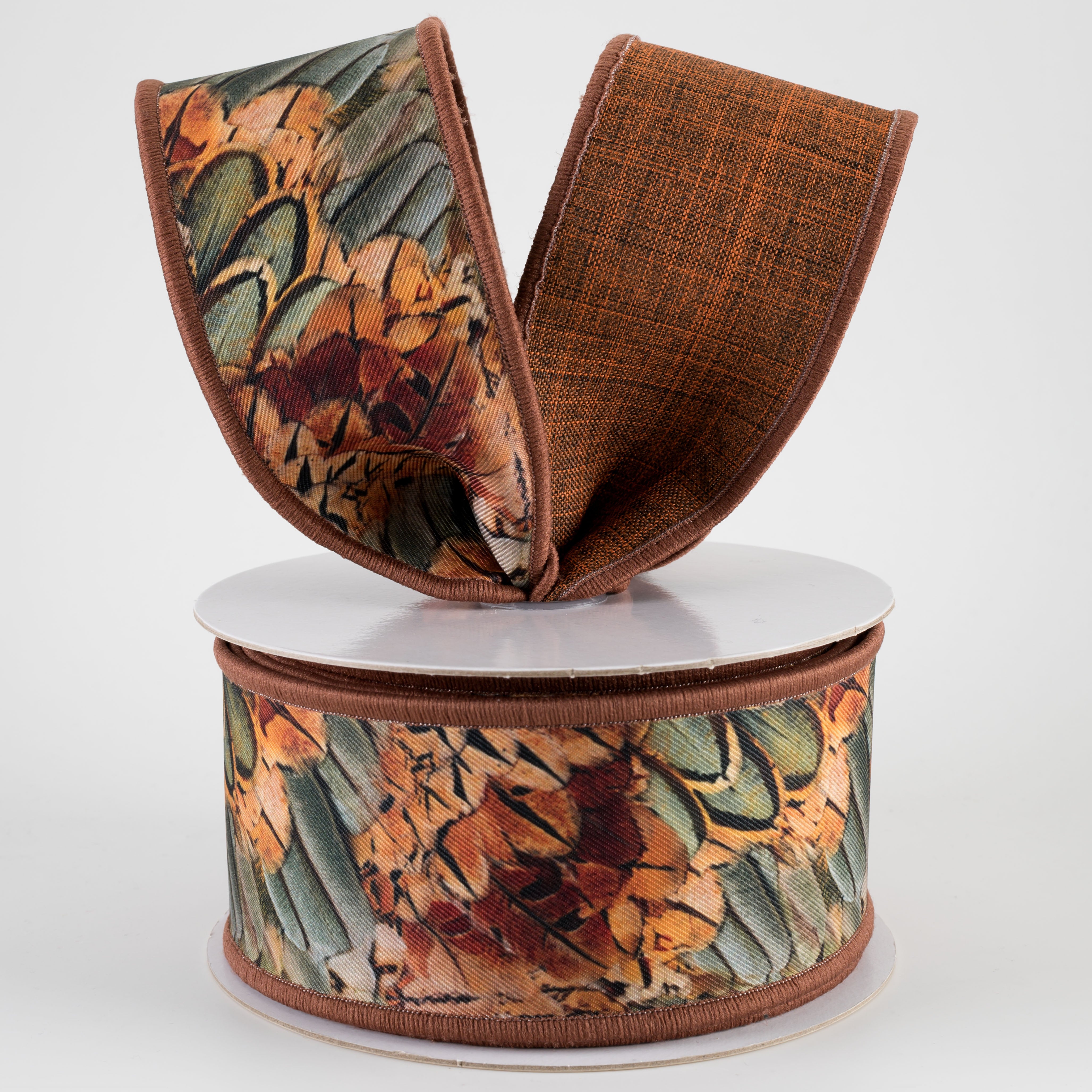 2.5" Double Sided Fused Pheasant Feathers Ribbon (10 Yards)