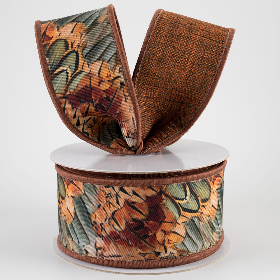 2.5" Double Sided Fused Pheasant Feathers Ribbon (10 Yards)
