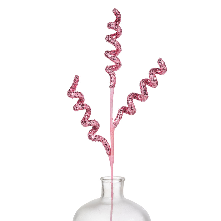 28" Sequin Curly Spray: Pink