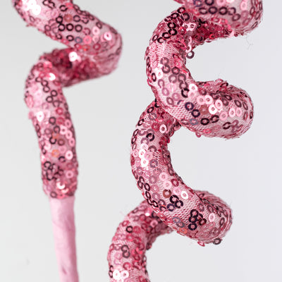 28" Sequin Curly Spray: Pink