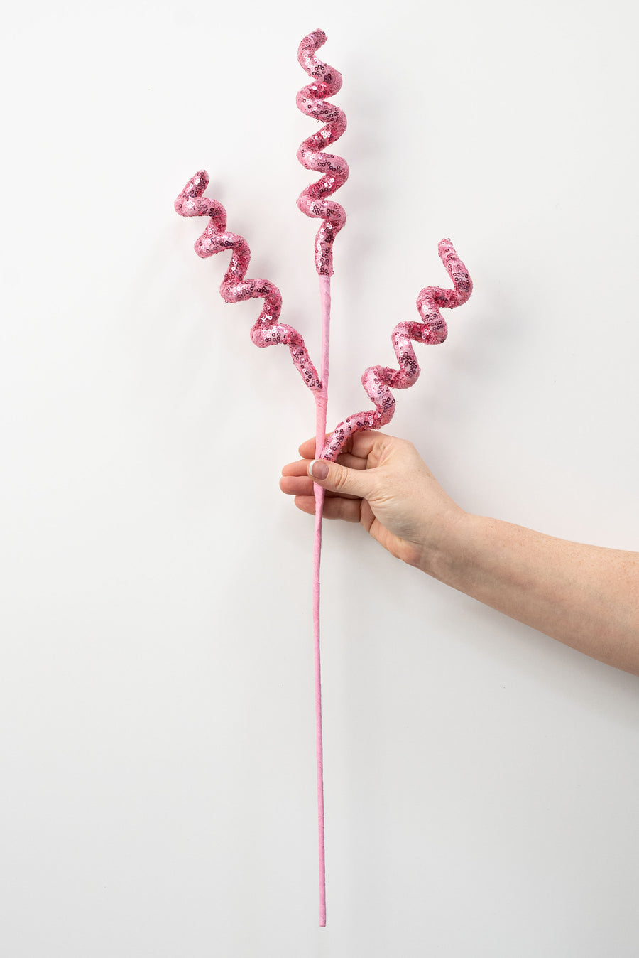 28" Sequin Curly Spray: Pink