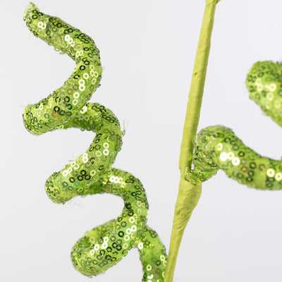 28" Sequin Curly Spray: Green