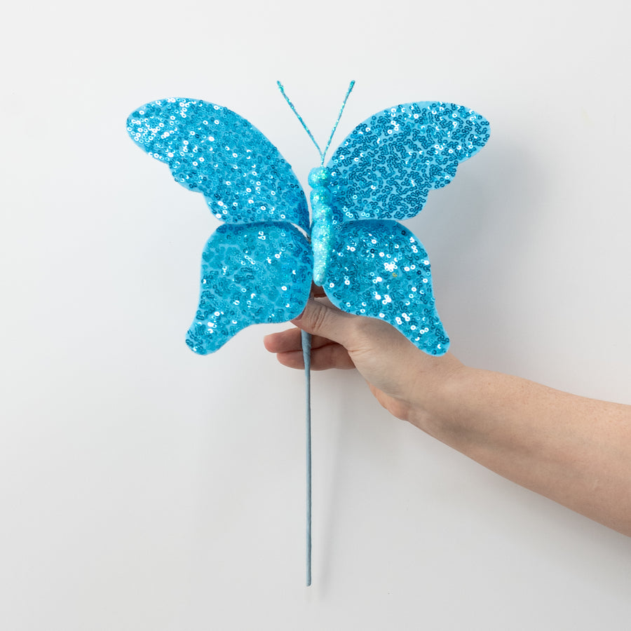 11" Sequin Butterfly Pick: Blue
