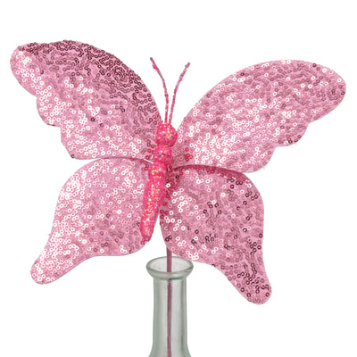 11" Sequin Butterfly Pick: Pink