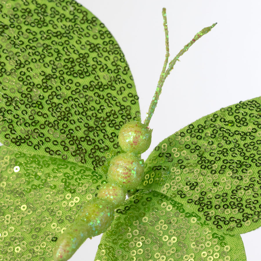 11" Sequin Butterfly Pick: Green
