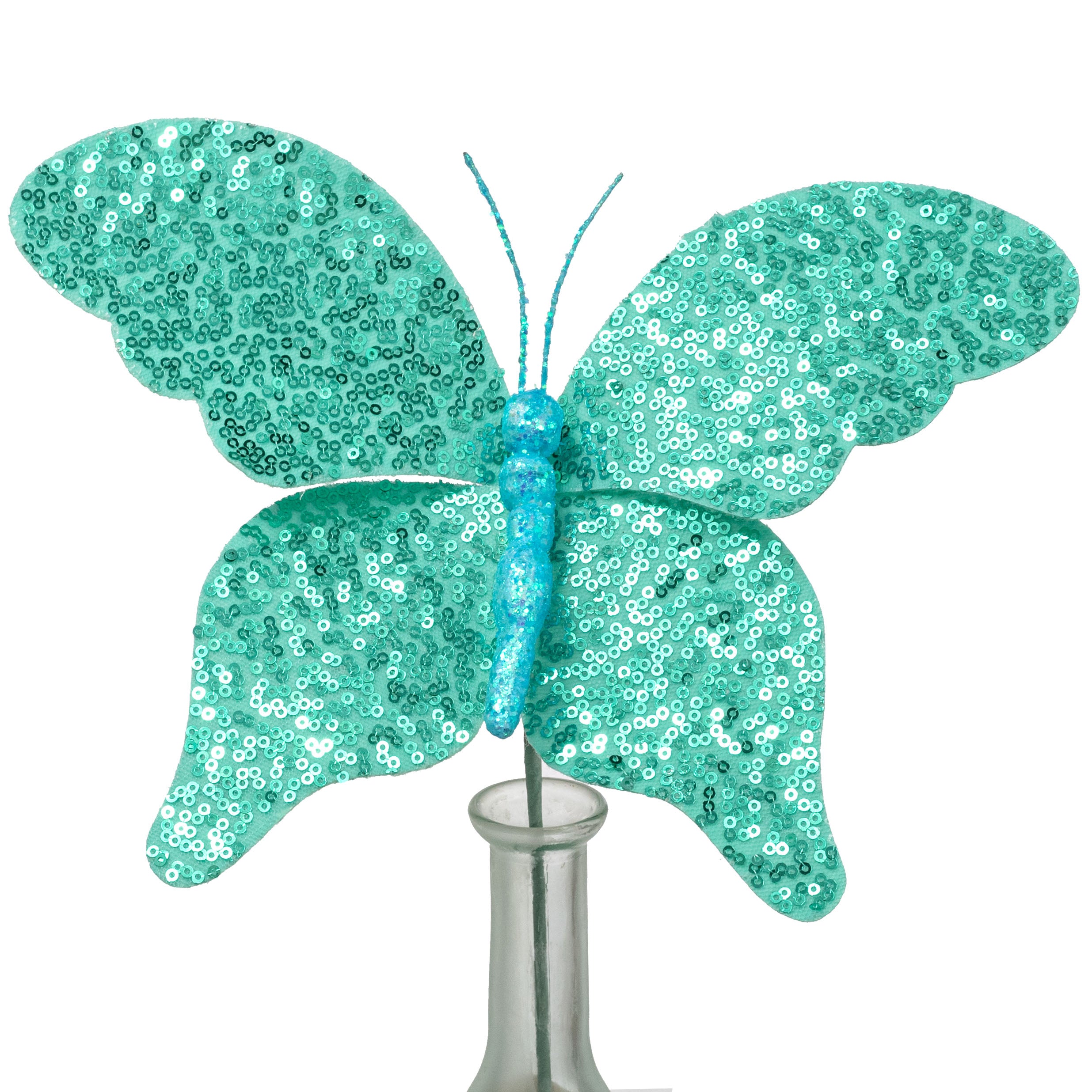 11" Sequin Butterfly Pick: Turquoise Blue