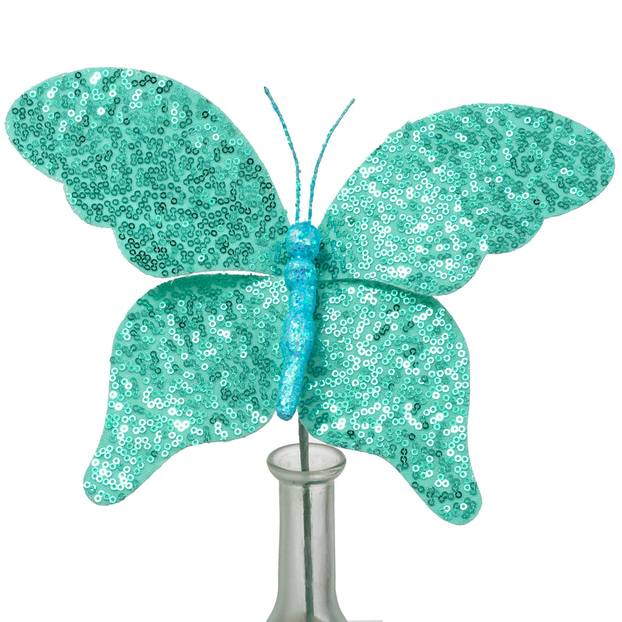 11" Sequin Butterfly Pick: Turquoise Blue