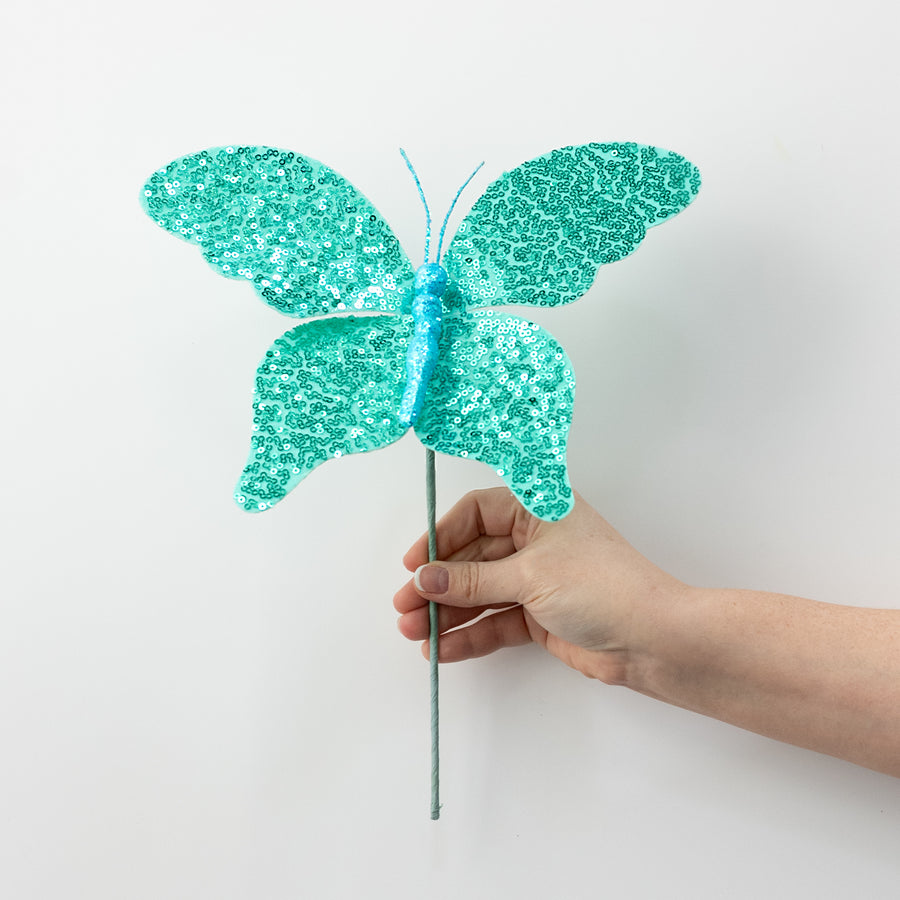 11" Sequin Butterfly Pick: Turquoise Blue