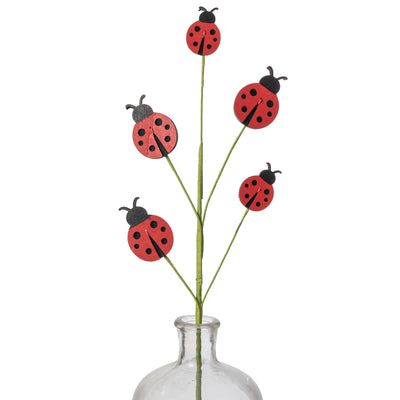 24" Wooden Ladybugs Spray