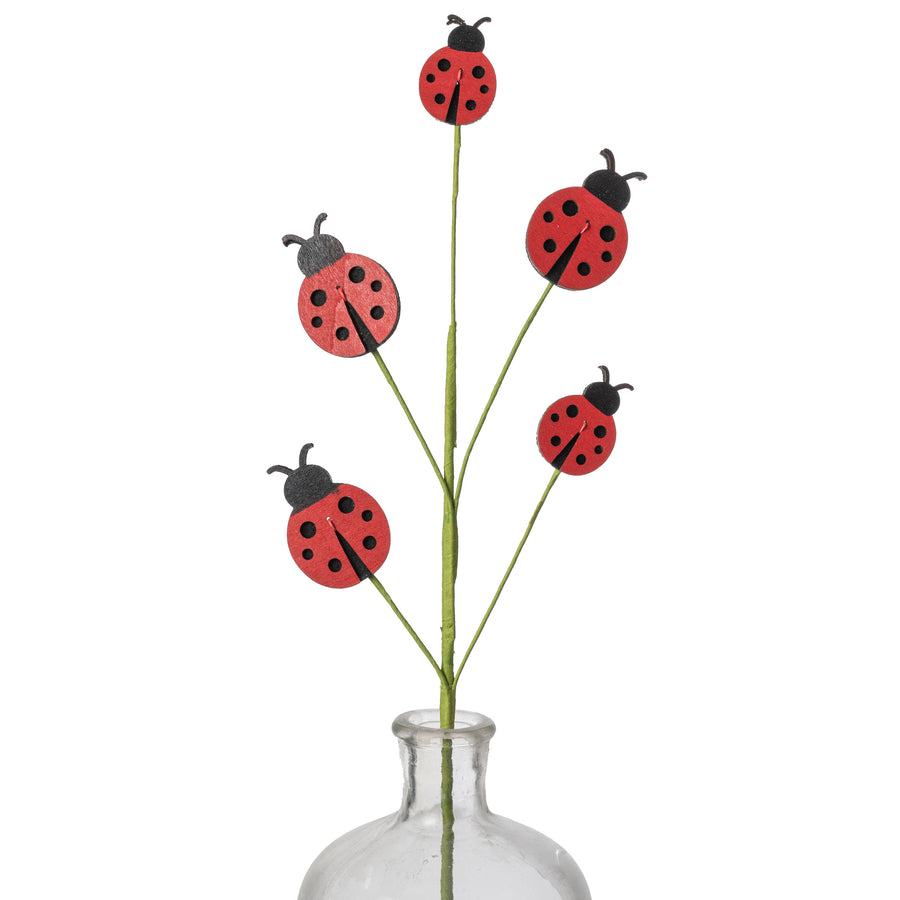 24" Wooden Ladybugs Spray