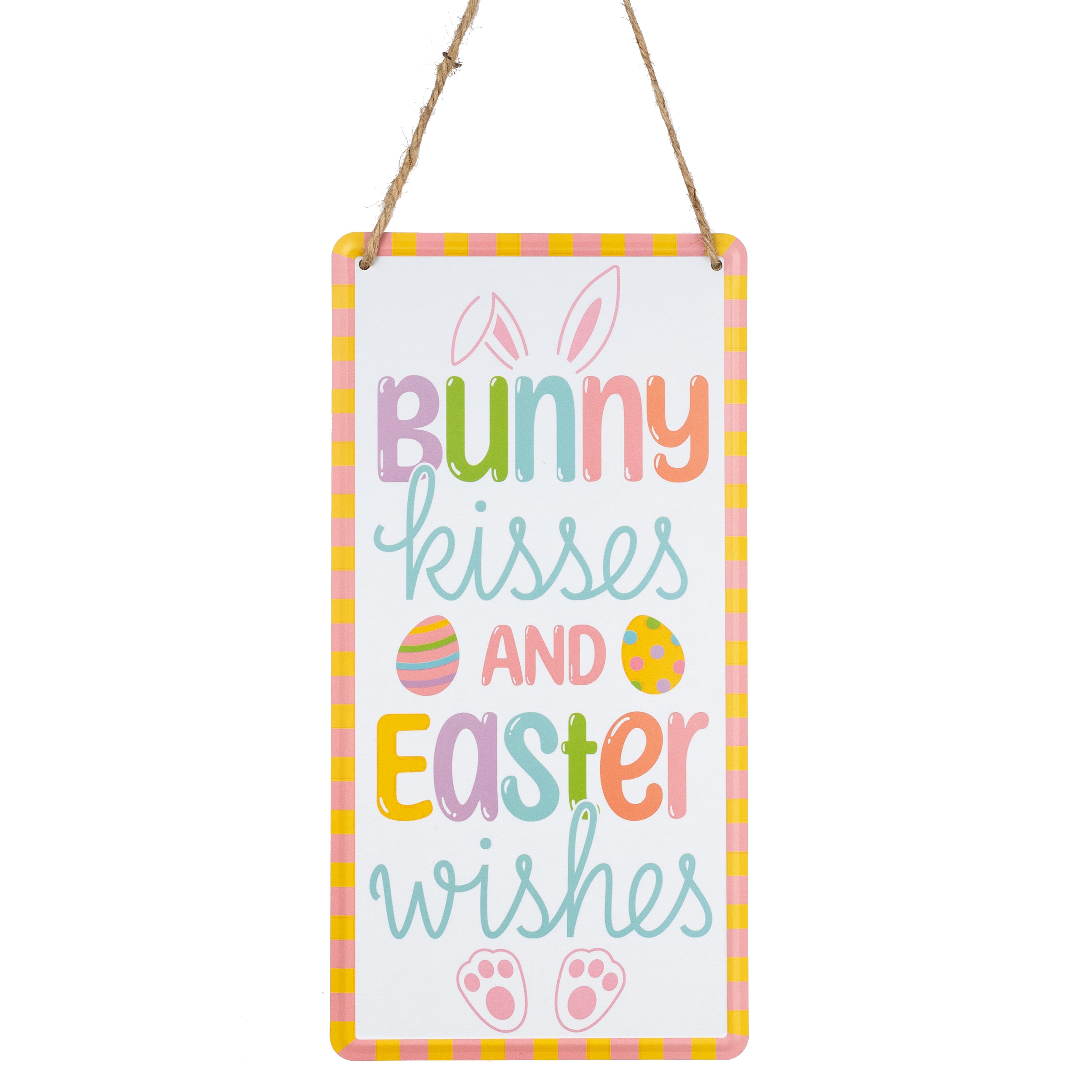 12" Embossed Metal Bunny Kisses Sign