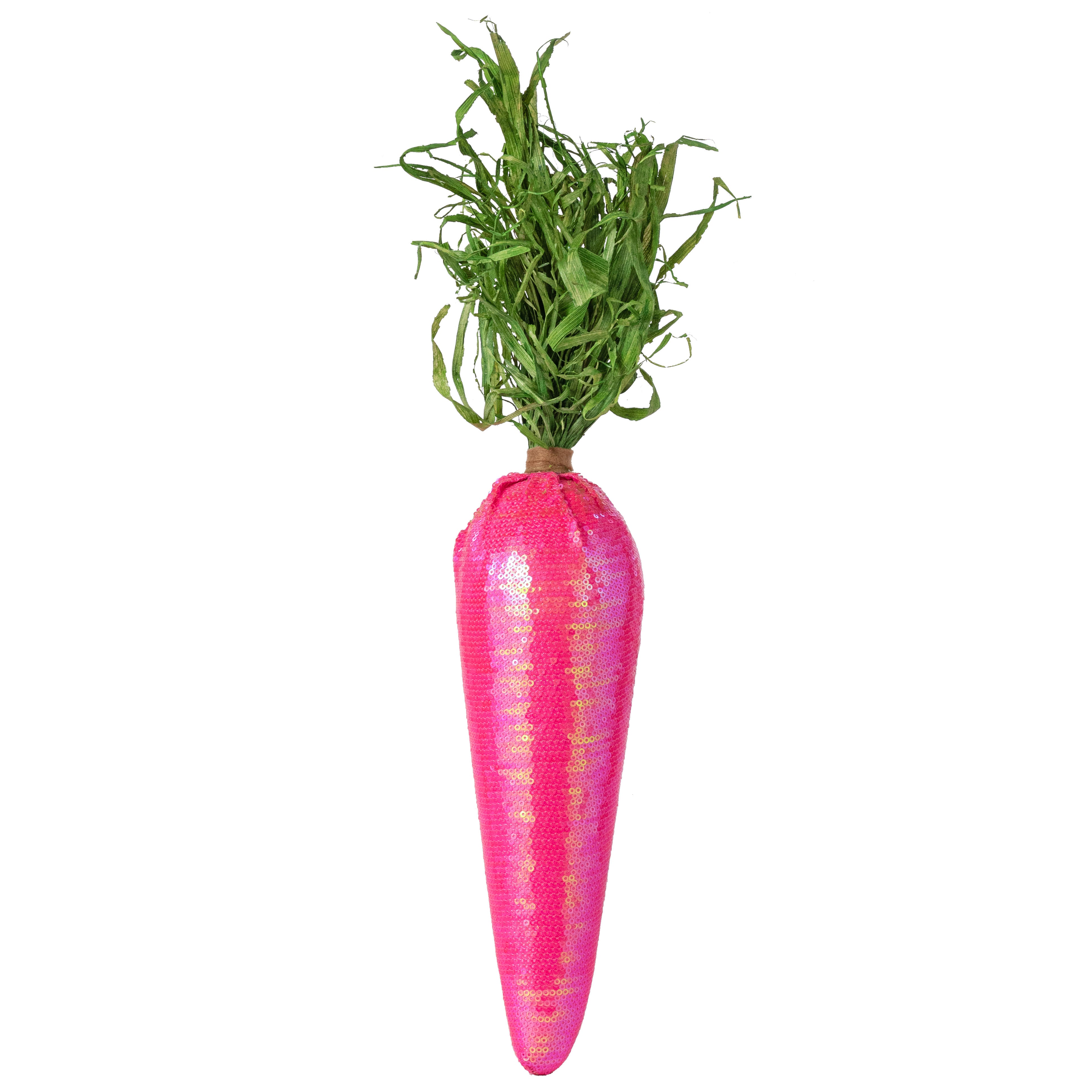 17" Sequin Carrot Decoration: Hot Pink
