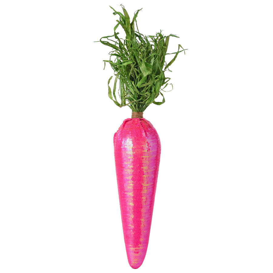 17" Sequin Carrot Decoration: Hot Pink