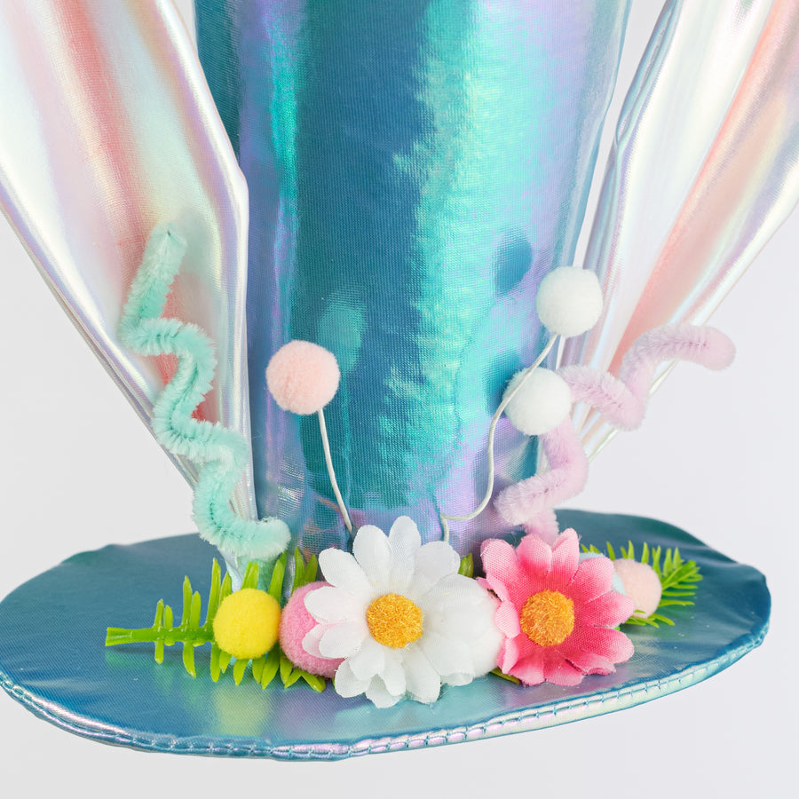 8" Bunny Ears Top Hat Decor: Iridescent Blue