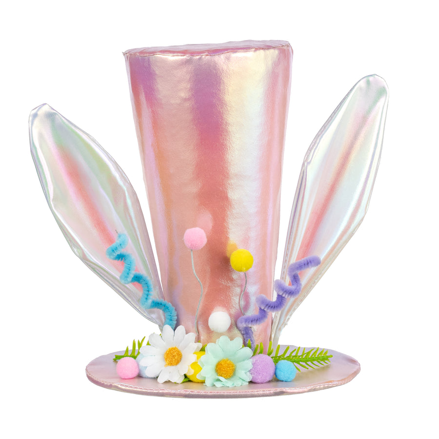 8" Bunny Ears Top Hat Decor: Iridescent Pink