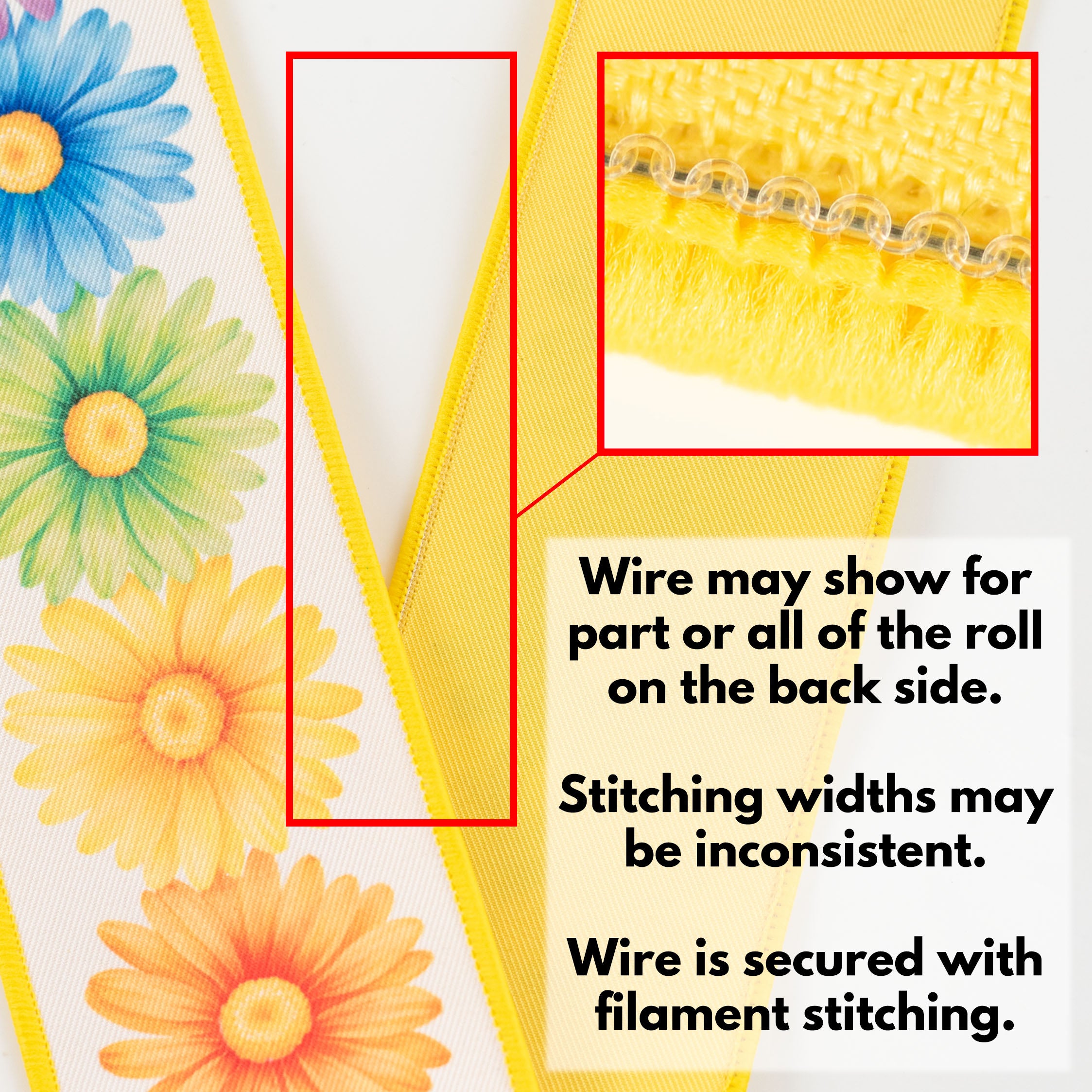 2.5" Double Sided Fused Multicolor Daisies Ribbon (10 Yards)