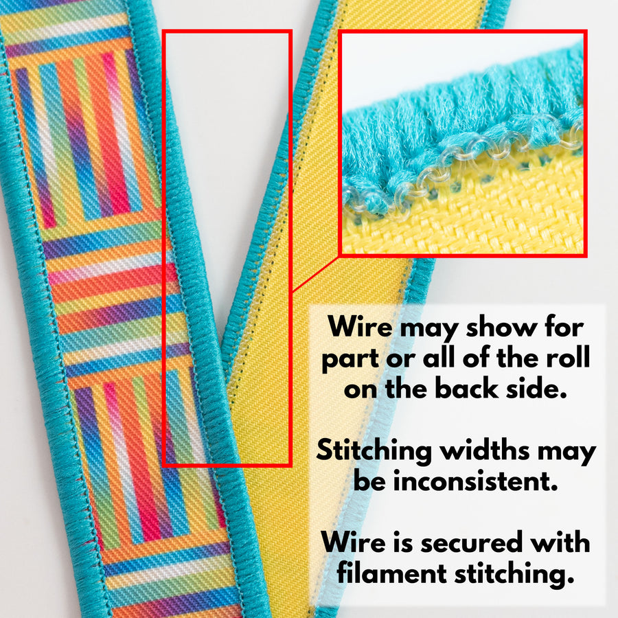 7/8" Double Sided Fused Multicolor Basketweave Ribbon (10 Yards)