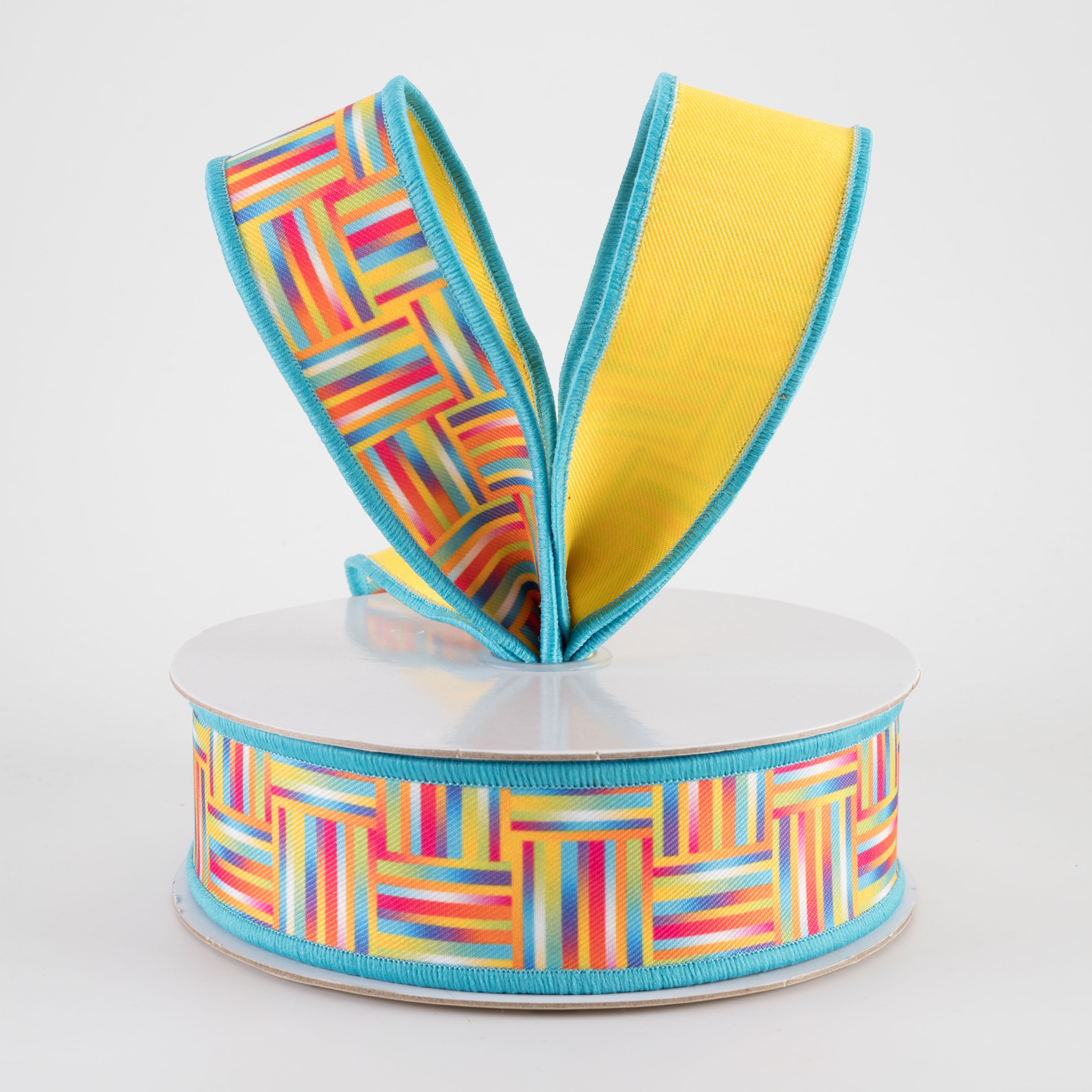 1.5" Double Sided Fused Multicolor Basketweave Ribbon (10 Yards)