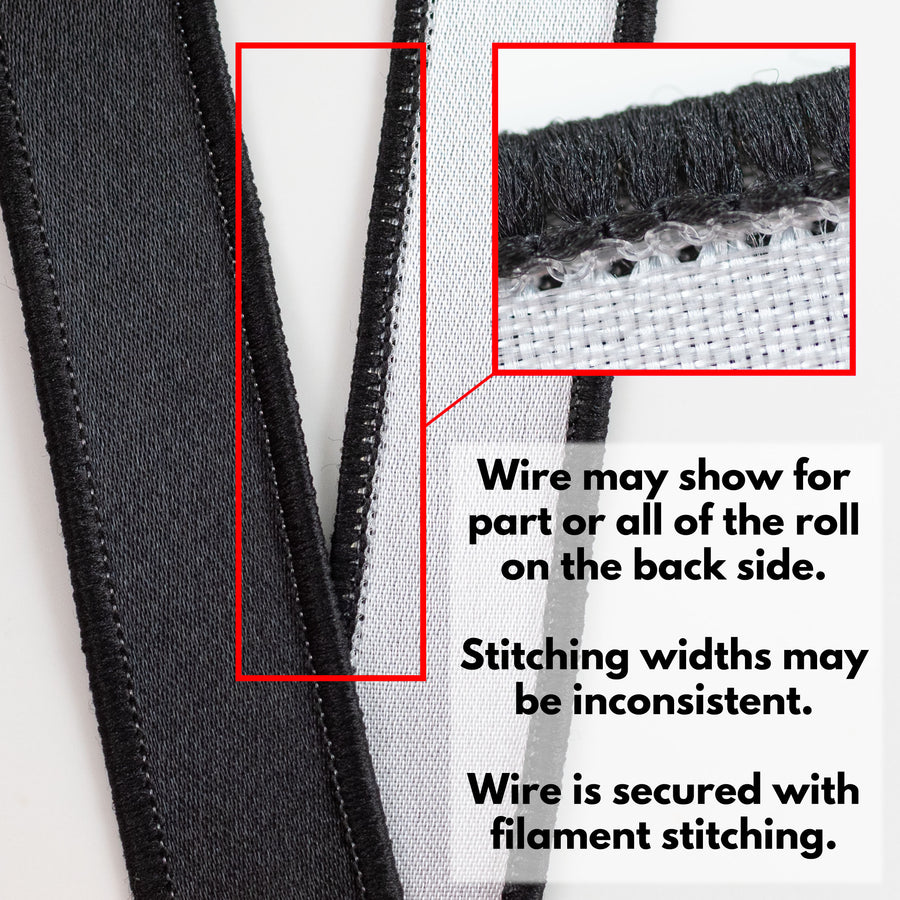 7/8" Double Sided Fused Satin Ribbon: Black & White (10 Yards)