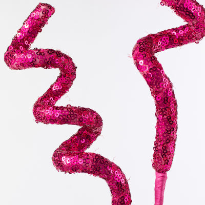 28" Sequin Curly Spray: Hot Pink