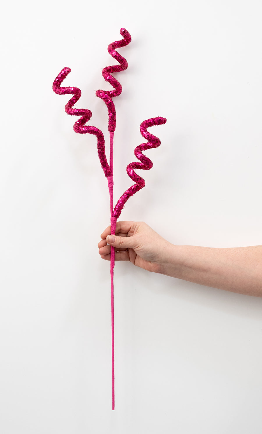 28" Sequin Curly Spray: Hot Pink