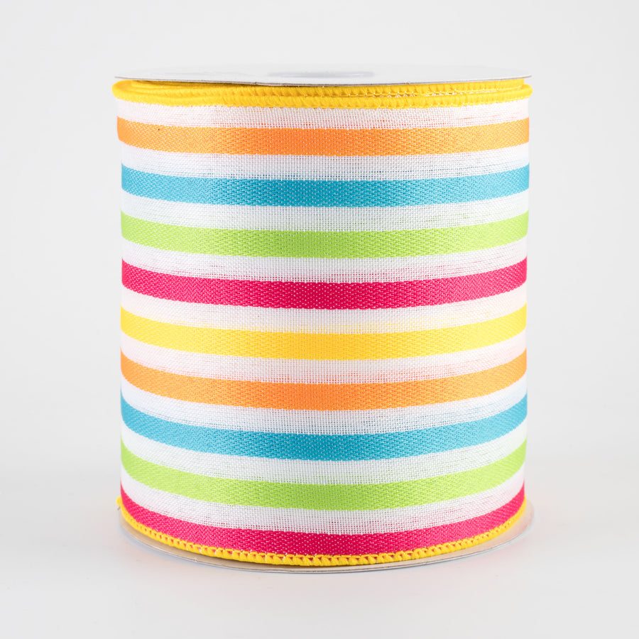 4" Multicolor Vertical Stripe Ribbon: Brights (10 Yards)