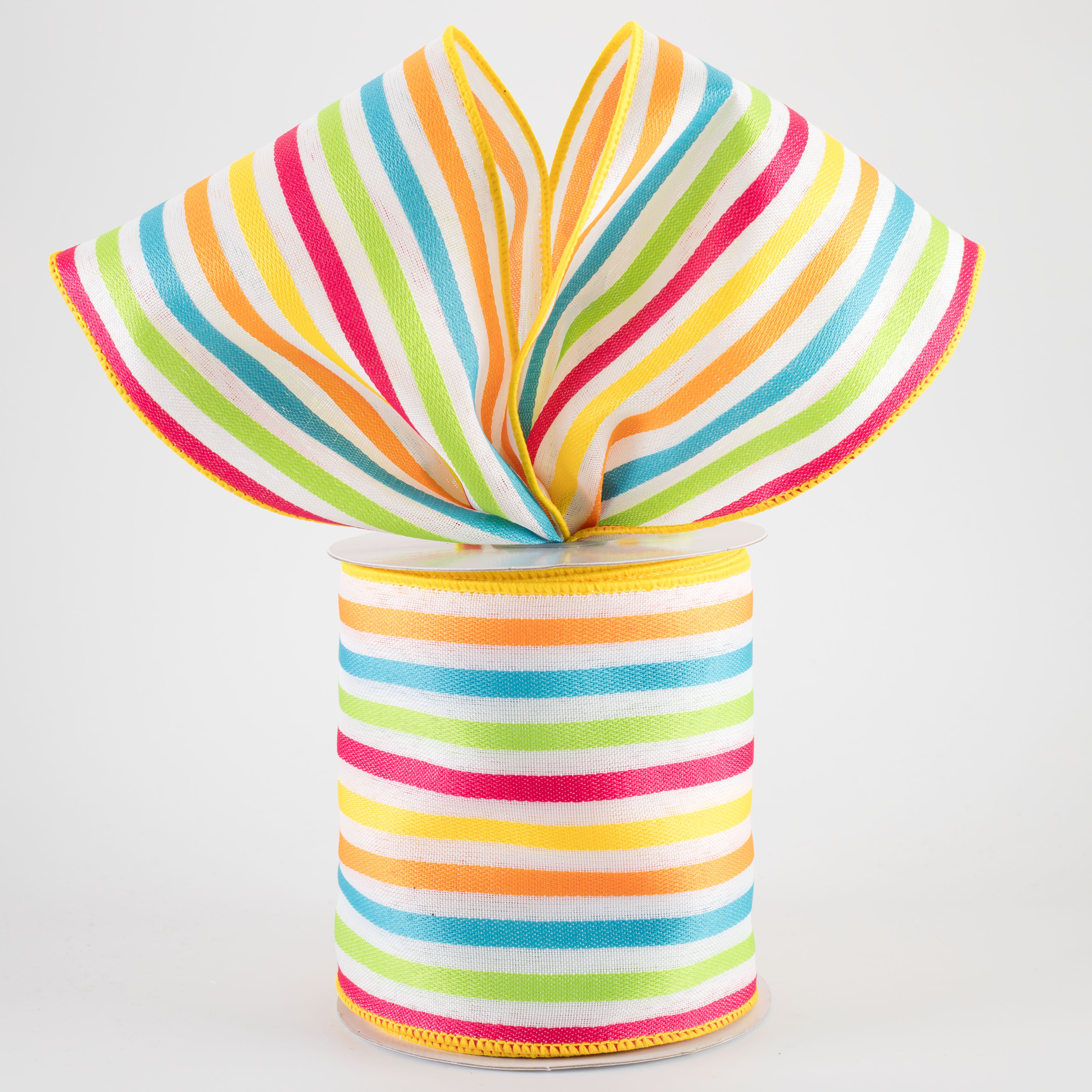 4" Multicolor Vertical Stripe Ribbon: Brights (10 Yards)
