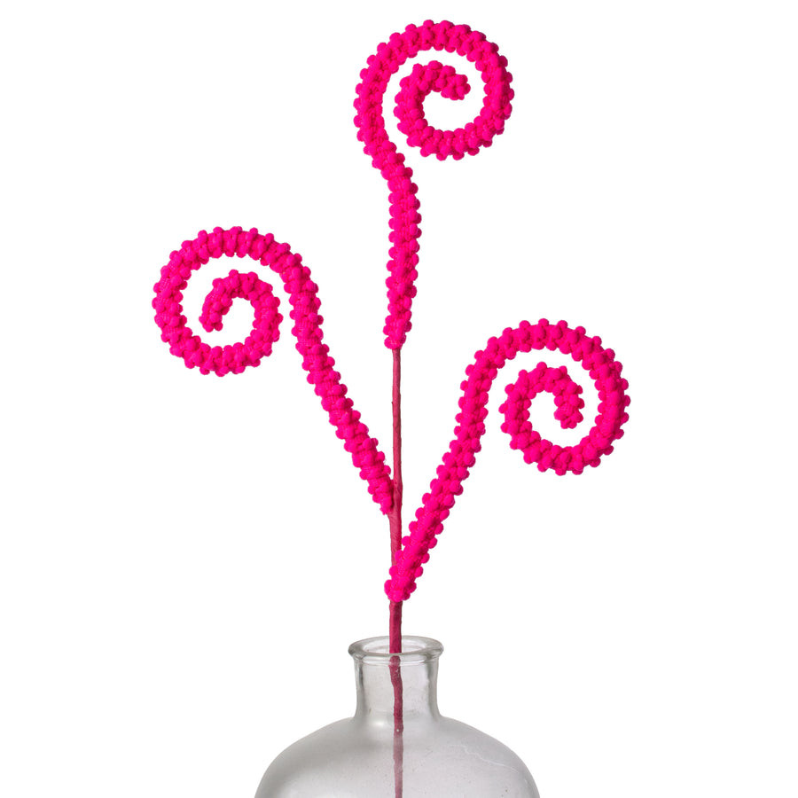 28" Puff Chenille Spiral Curly Spray: Neon Pink
