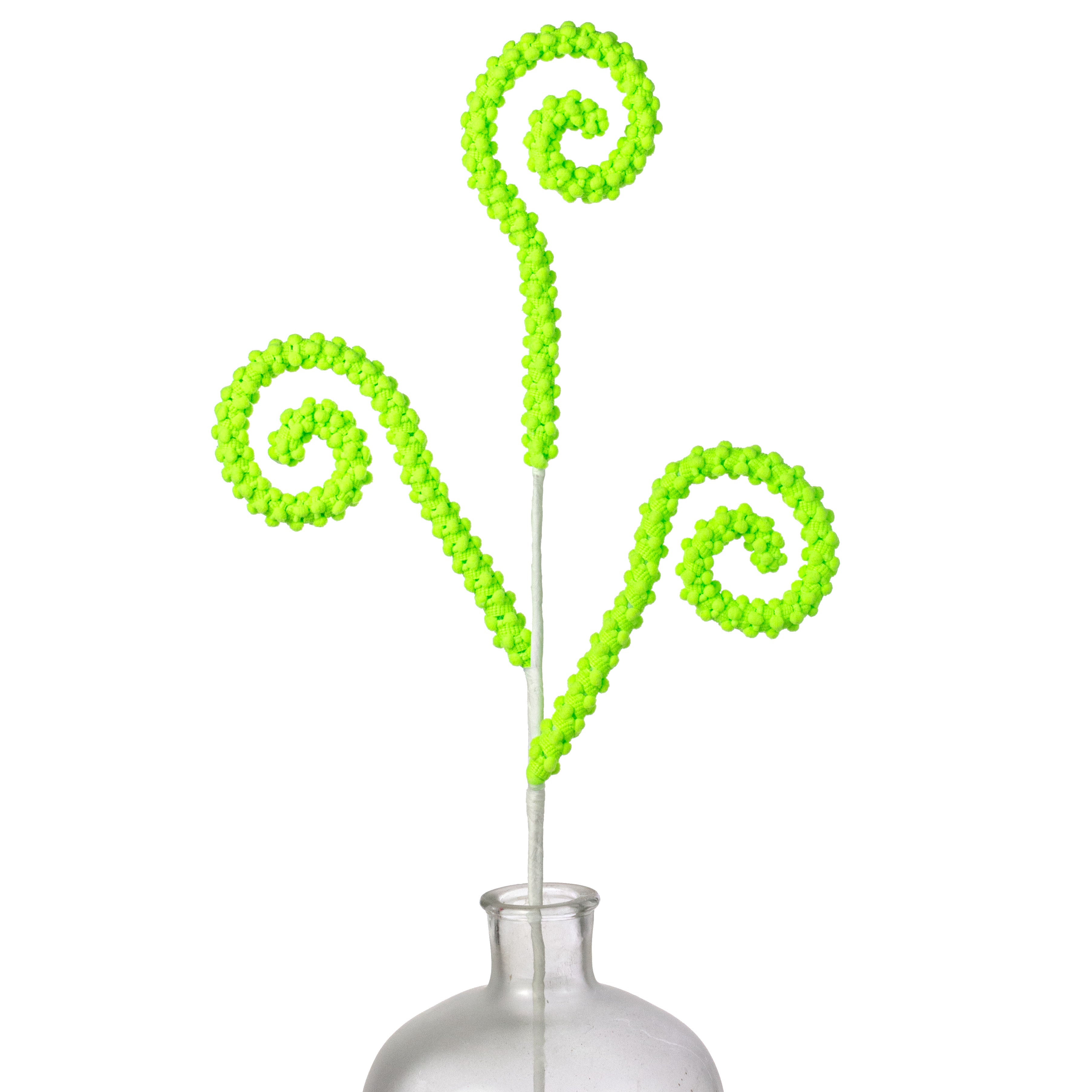 28" Puff Chenille Spiral Curly Spray: Neon Green