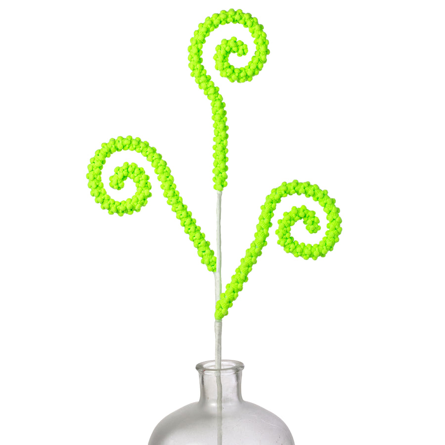 28" Puff Chenille Spiral Curly Spray: Neon Green