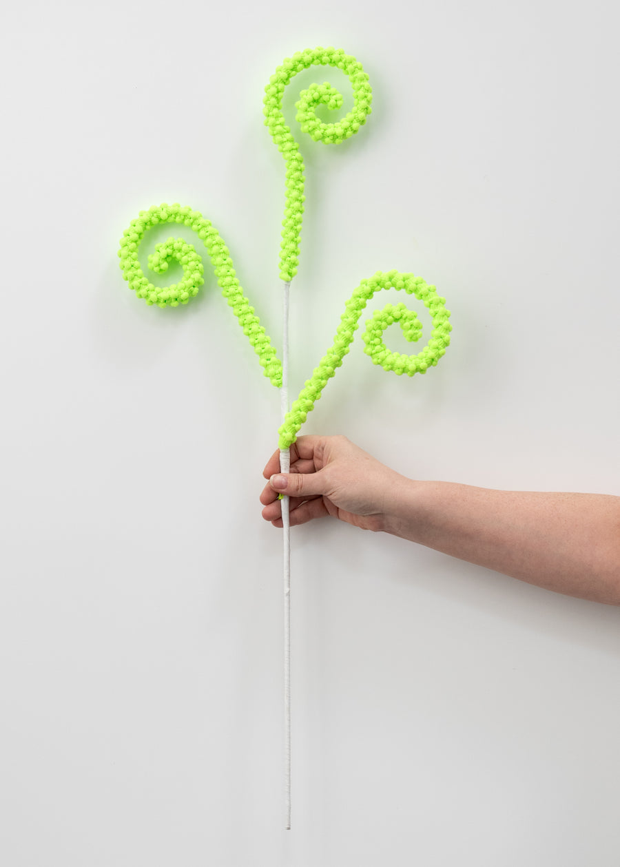 28" Puff Chenille Spiral Curly Spray: Neon Green