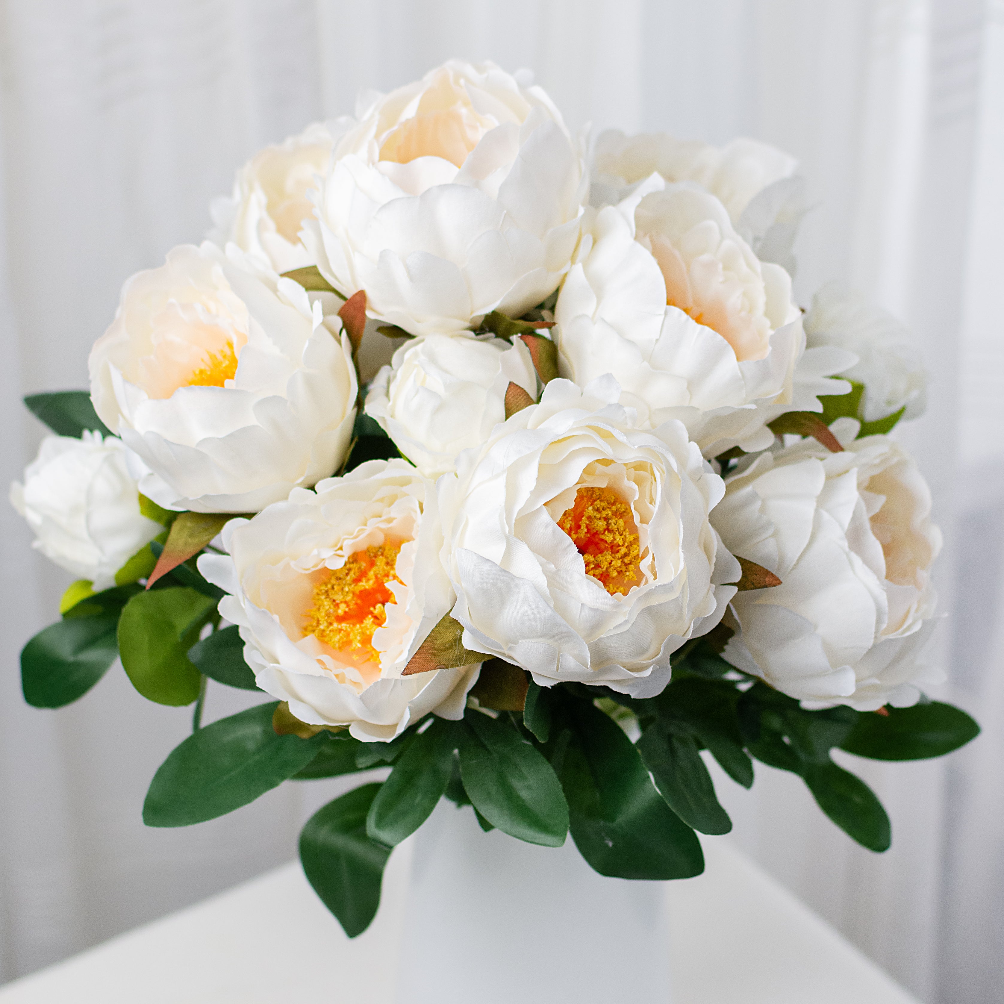 20" Peony Bush: Cream (11 Stem)