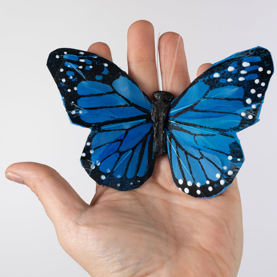 5" Feather Butterfly Picks: Blue Monarchs (Box of 12)