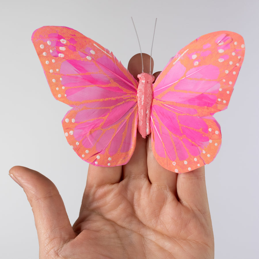 5" Feather Butterfly Picks: Pastel Monarch Assortment (Box of 12)