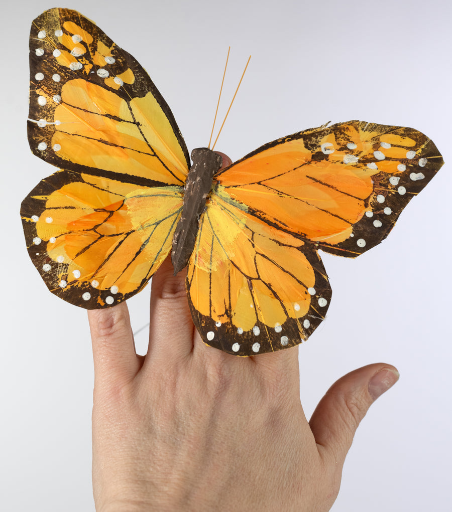 7" Feather Butterfly Picks: Orange Monarchs (Box of 12)
