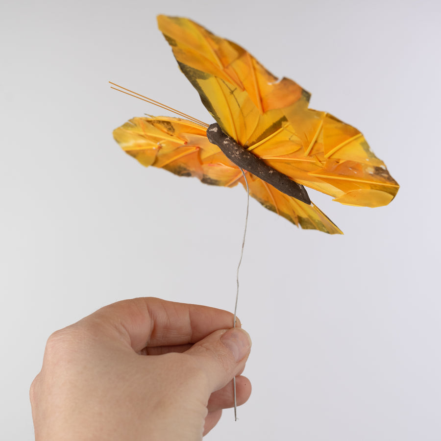 7" Feather Butterfly Picks: Orange Monarchs (Box of 12)