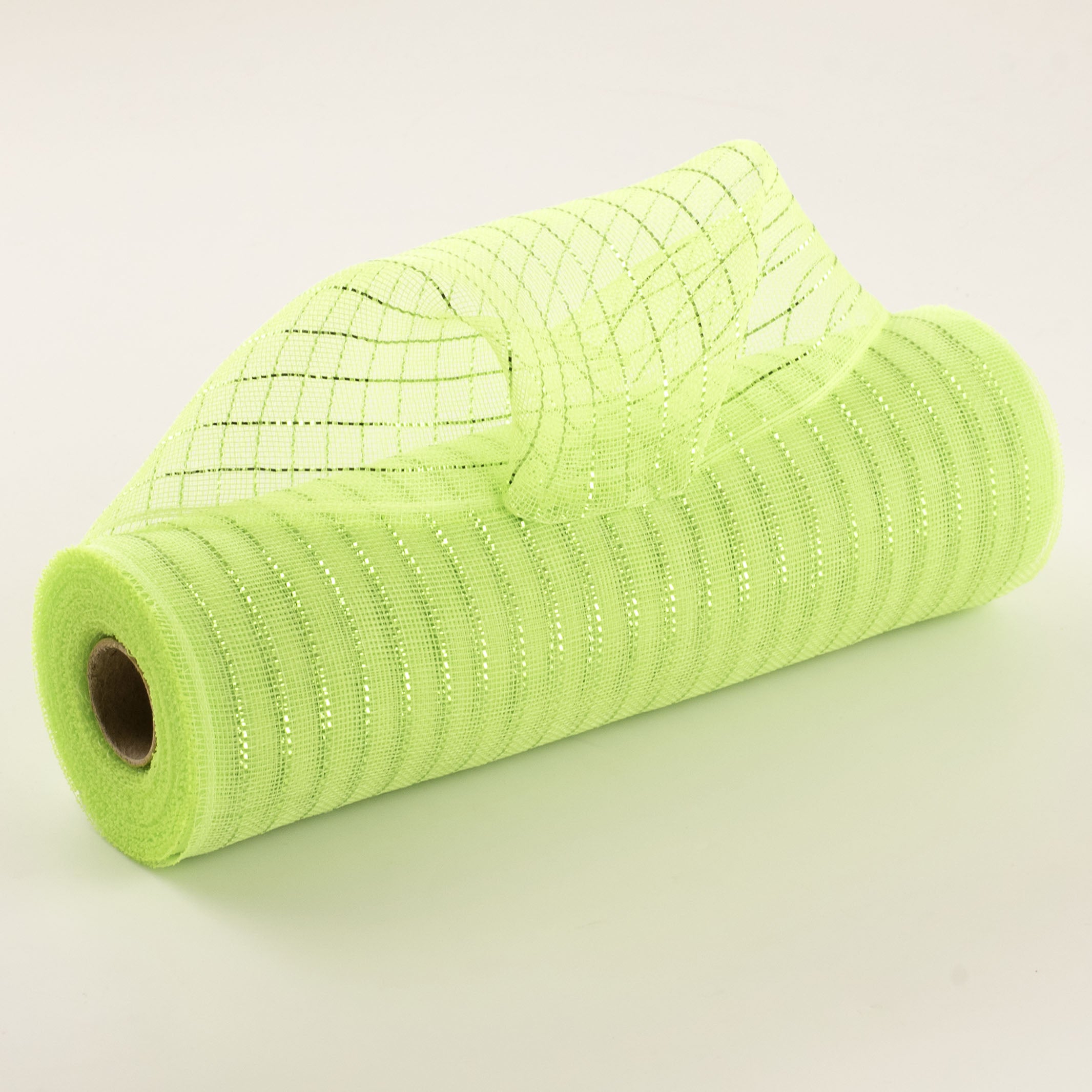 10" Metallic Fine Weave Deco Mesh: Apple & Lime Green