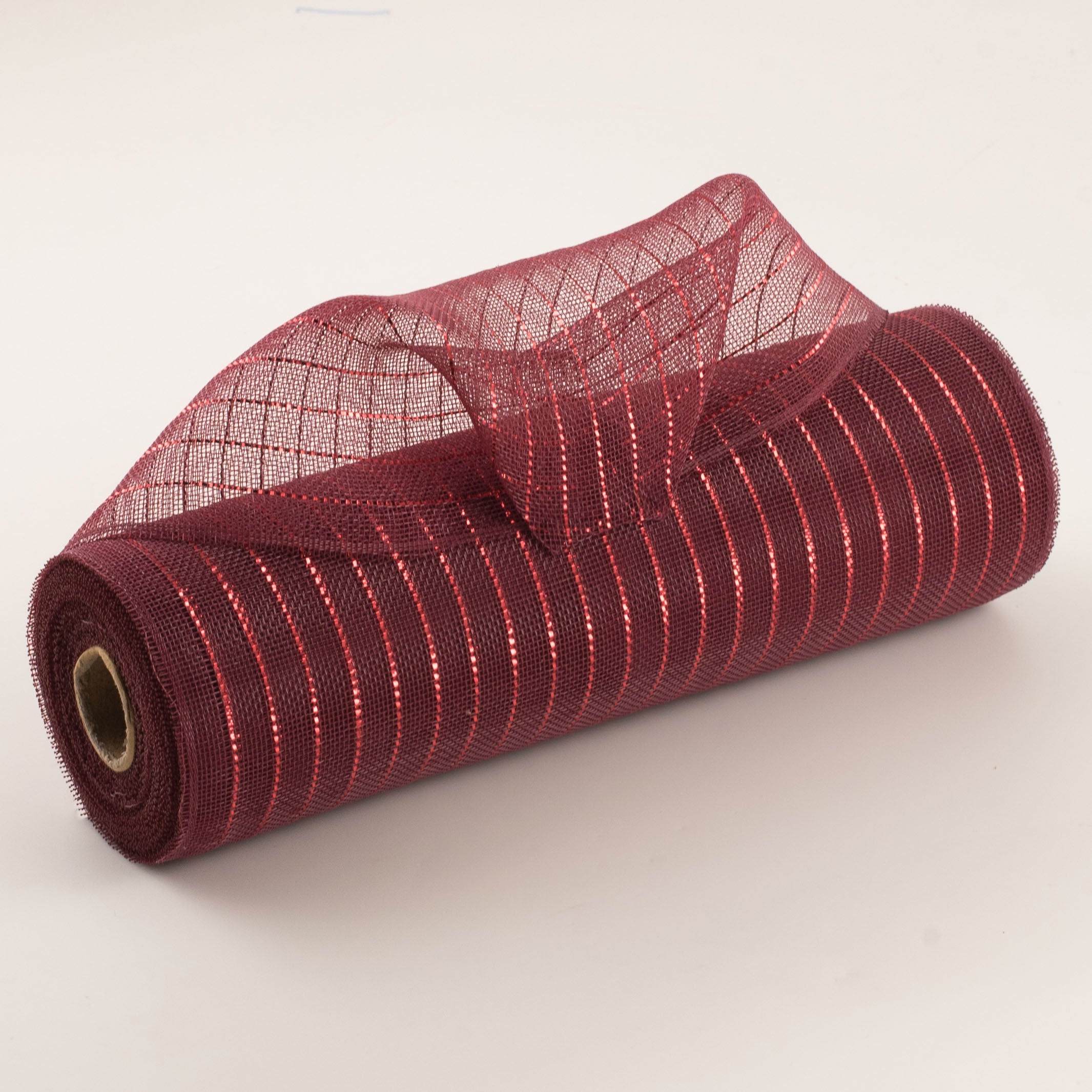 10" Metallic Fine Weave Deco Mesh: Burgundy & Red