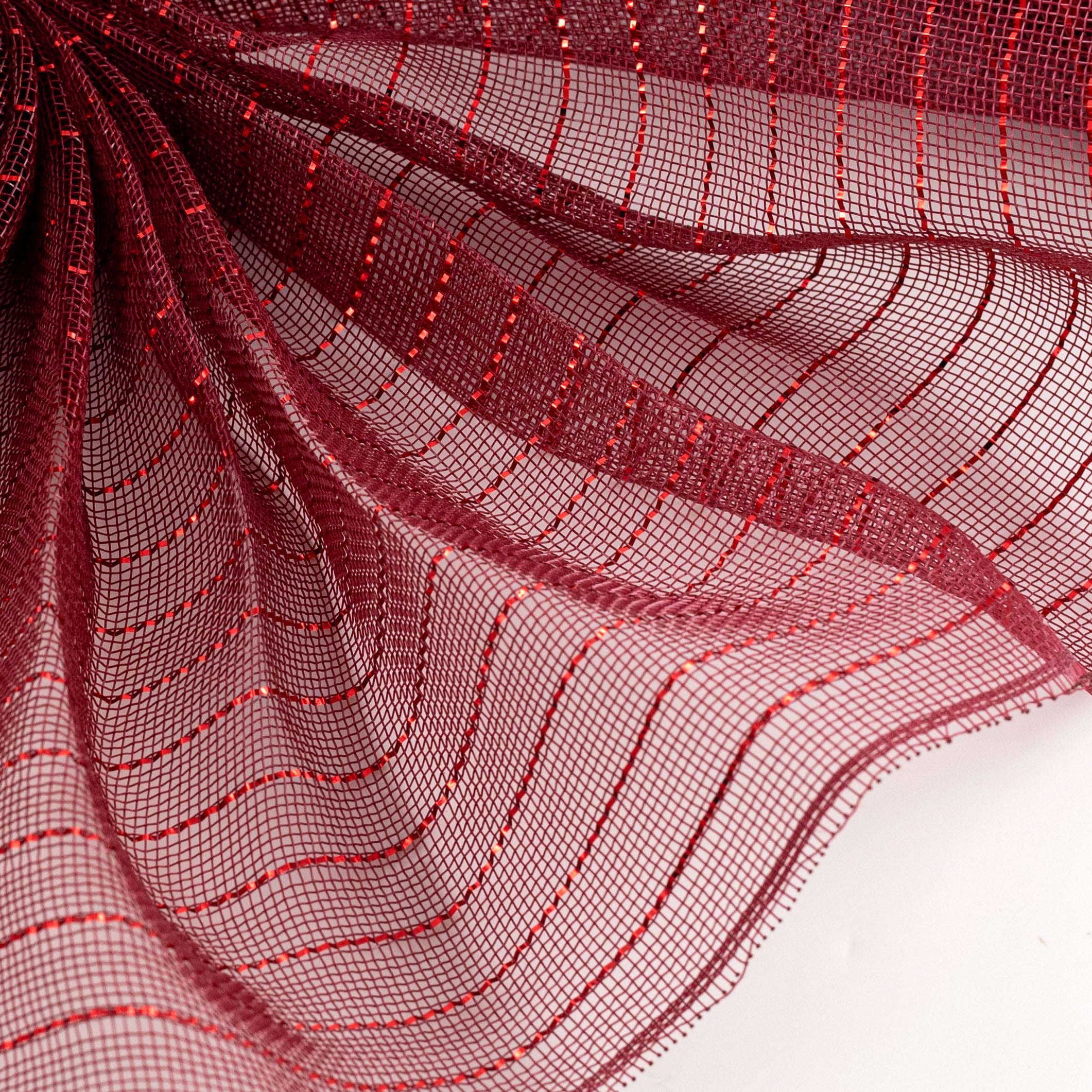 10" Metallic Fine Weave Deco Mesh: Burgundy & Red