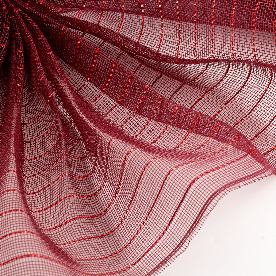 10" Metallic Fine Weave Deco Mesh: Burgundy & Red