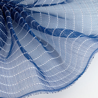 10" Metallic Fine Weave Deco Mesh: Navy Blue & White