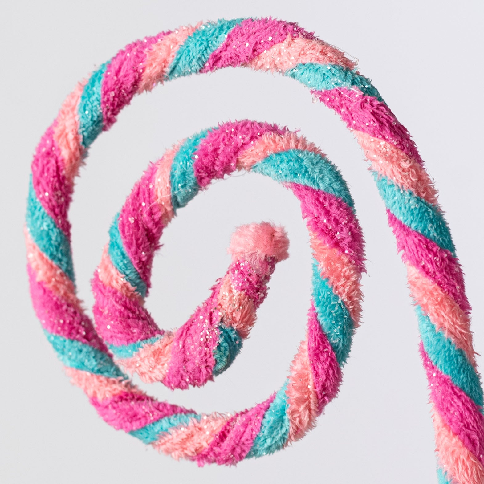 26" Stripe Chenille Curly Spray: Pink & Aqua
